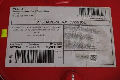 Масло 5W30 SAVE-nergy 6100 (60L) (WSS M2C 913D/STJLR.03.5003/9.55535-G1) MOTUL 812461