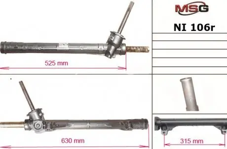 Рульова рейка без ГУР відновлена Renault Modus 04-08, Renault Clio III 05-12, Nissan Micra 03-10 MSG NI106R