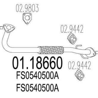Передняя труба выхл. системы MTS 01.18660