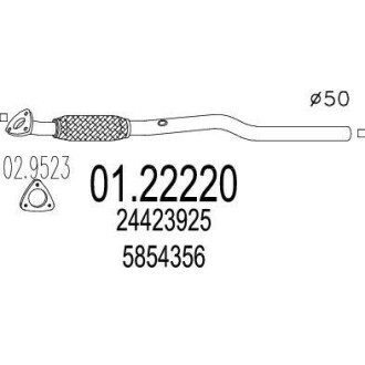Промежуточная труба выхл. системы MTS 01.22220