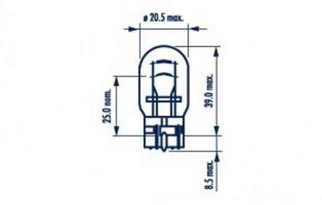 Автолампа W21/5W 12V 21/5W W3x16q Standard (без цоколя) NARVA 179193000