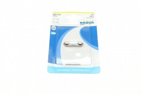 Автолампа 12V 0,6W SV8.5 (9.8x38mm) Festoon (LED) (блистер/1шт) NARVA 180794000