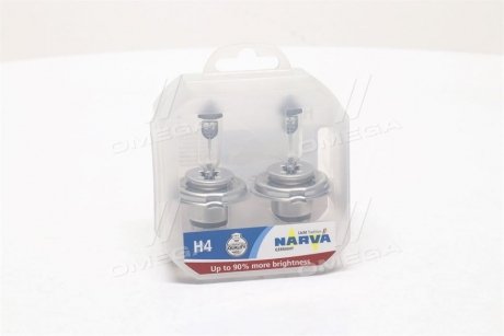 Лампа накаливания SET H4 12V 60/55 W P43t RANGE POWER +90 (к-т 2шт) (выр-во) NARVA 48003S2