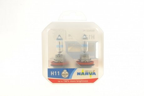 Автолампа H11 12V 55W PGJ19-2 Range Power 150 (к-кт 2 шт.) NARVA 481012100