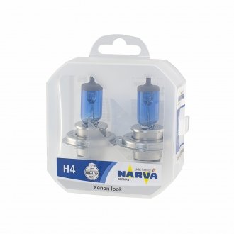 Лампа галогенная TWIN SET H4 12V 60/55W RANGE POWER WHITE (выр-во) NARVA 48680S2