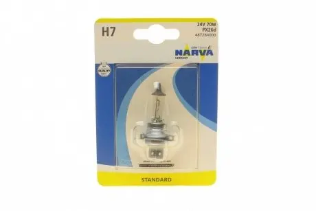 Автолампа H7 24V 70W PX26d Standard (блистер/1 шт) NARVA 487284000