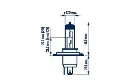 Лампа розжарювання H4 12V 60/55W P43t STANDARD blister 1шт NARVA 48881B1