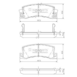 Тормозные колодки задние (15.0mm) Toyota Carina II 2.0 GLi (диск 14"); Camry 88- NIPPARTS J3612013