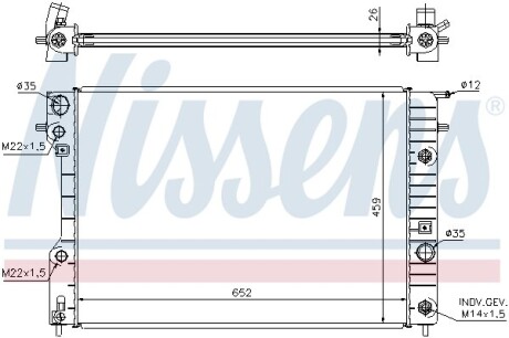 Радиатор охлаждения OPEL OMEGA B (94-) 2.0-3.0 (выр-во) NISSENS 63072A