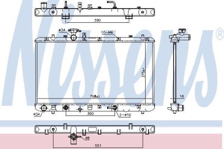 Радиатор охлаждения SUZUKI SX4 (EY, GY) (06-) 1.6i АО (выр-во) NISSENS 64255