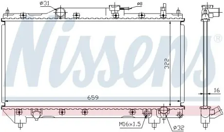 Радиатор охлаждения TOYOTA AVENSIS (T22) (97-) 2.0 и 16V (выр-во) NISSENS 64783A