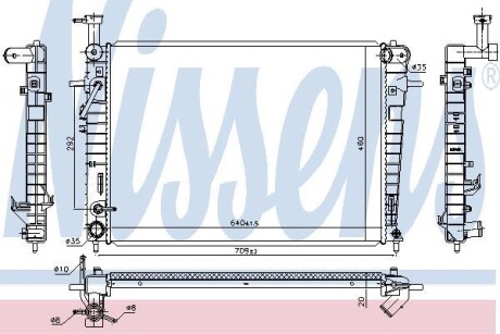 Радиатор охлаждения двигателя Hyundai Tucson (JM) (04-) (выр-во) NISSENS 675005