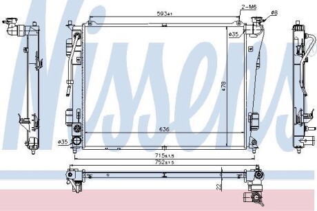 Радіатор охолодження KIA, HYUNDAI NISSENS 675012