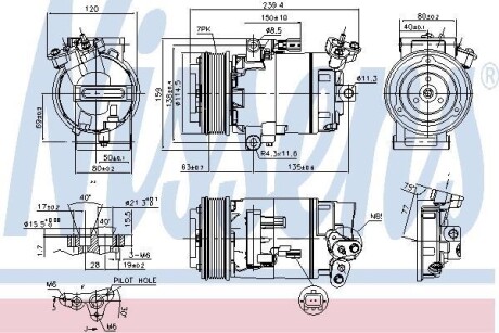 Компрессор кондиционера NISSAN QASHQAI/ X-TRAIL/ RENAULT MEGANE (2003) NISSENS 890015