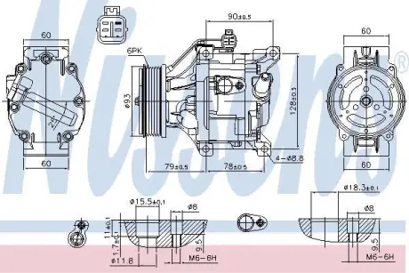 TOYOTA Компресор кондиціонера COROLLA 1.4-2.0 01- NISSENS 890036