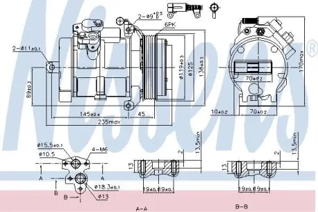 DB Компресор кондиціонера SPRINTER (B907) 18-, SPRINTER (B906) 08- NISSENS 89606