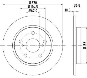 Диск тормозной задний Toyota Auris, Corolla 1.4, 1.6, 1.8 (12-) NISSHINBO ND1007K