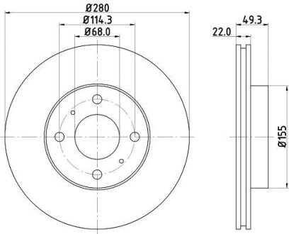 Диск тормозной передний Nissan Almera 1.5, 1.8, 2.2 (00-), Primera 1.6, 1.8, 2.0 (96-02) NISSHINBO ND2023K