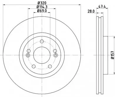 Диск гальмівний передній Hyundai i40/Kia Optima 1.6, 1.7, 2.0 (11-) NISSHINBO ND6073K