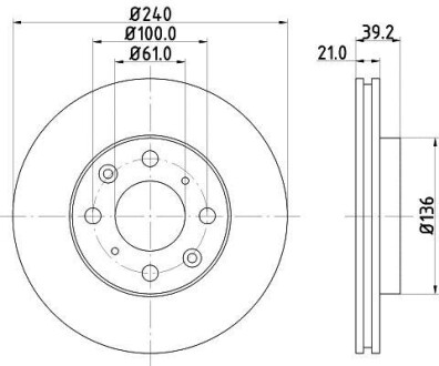 Диск гальмівний передній Honda Jazz 1.2, 1.3, 1.5 (02-08) NISSHINBO ND8022