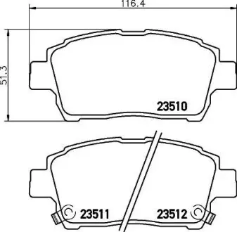 Колодки дискові гальмові передні Toyota Corolla 1.4, 1.8 (01-07),Prius Hybrid 1.5 (03-09) NISSHINBO NP1005