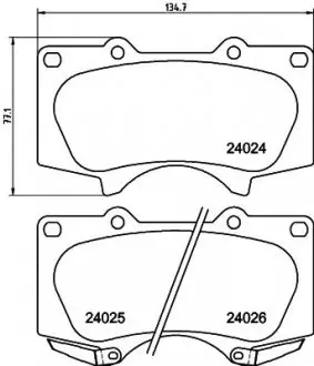 Колодки гальмівні передні дискові Strong Ceramic Mitsubishi Pajero IV (06-)/Toyota LC200 (07-), Hilux VIII (15-) NISSHINBO NP1012SC