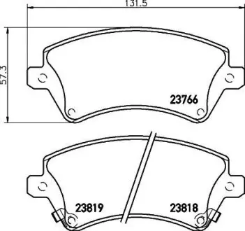 Колодки гальмівні передні дискові Toyota Corolla 1.4, 1.6, 1.8, 2.0 (02-07) NISSHINBO NP1049