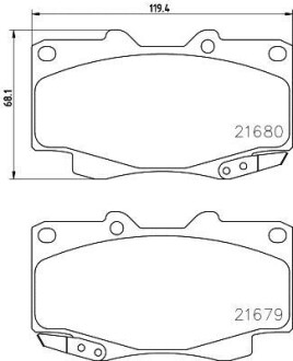 Колодки гальмівні передні дискові Toyota Hilux III, Fortuner 2.5, 3.0, 4.0 (05-) NISSHINBO NP1075