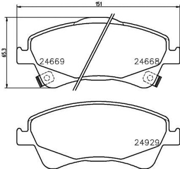 Колодки гальмівні передні дискові Toyota Auris, Avensis, Verso 1.6, 1.8, 2.0 (08-) NISSHINBO NP1119