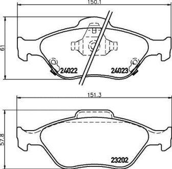 Колодки гальмівні передні дискові Toyota Yaris 1.0, 1.3, 1.4 (05-) NISSHINBO NP1129 (фото 1)