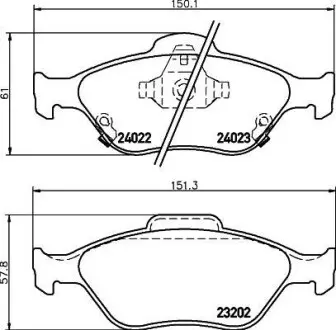 Колодки тормозные дисковые передние Toyota Yaris 1.0, 1.3, 1.4 (05-) NISSHINBO NP1129