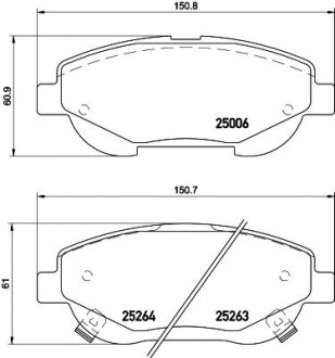 Гальмівні колодки TOYOTA Avensis/Verso "F (201012->) "08>> NISSHINBO NP1158 (фото 1)