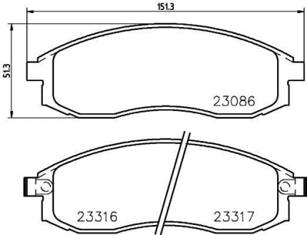 Колодки гальмівні передні дискові Nissan Maxima 2.5, 3.0/Mitsubishi L200 2.0, 2.4 (96-) NISSHINBO NP2037