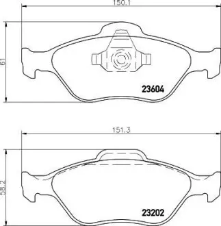Колодки гальмівні передні дискові Mazda2 1.3, 1.4, 1.6 (03-)/Ford Fusion 1.4, 1.6 (04-12) NISSHINBO NP5008