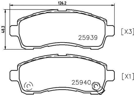 Колодки тормозные дисковые передние Suzuki Swift/Mazda 2/ Daihatsu Materia 1.2, 1.3, 1.5, 1.6 (06-) NISSHINBO NP5029