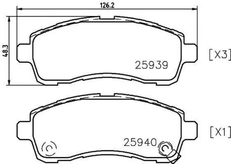 Колодки гальмівні передні дискові Suzuki Swift/Mazda 2/ Daihatsu Materia 1.2, 1.3, 1.5, 1.6 (06-) NISSHINBO NP5029
