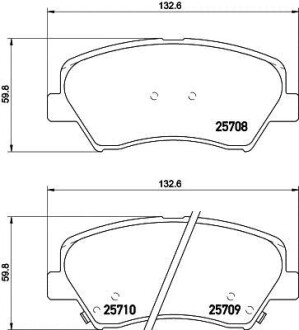 Колодки гальмівні передні дискові Hyundai Accent, i20, Elantra/Kia Rio III 1.4, 1.6, 1.8 (11-) NISSHINBO NP6015 (фото 1)