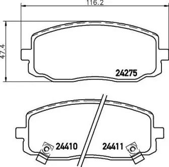 Колодки гальмівні передні дискові Hyundai i10/Kia Picanto 1.0, 1.1 (07-) NISSHINBO NP6024