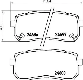 Колодки гальмівні задні дискові Hyundai H-1, ix55 2.5, 3.0 (08-) NISSHINBO NP6033