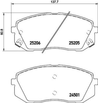 Колодки тормозные дисковые передние Hyundai i40, ix35 1.6, 1.7, 2.0 (11-)/Kia Sportage 2.0, 2.7 (04-) NISSHINBO NP6034