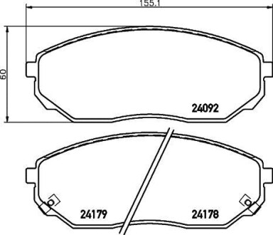 Колодки гальмівні передні дискові Kia Sorento 2.4, 2.5 (02-) NISSHINBO NP6053