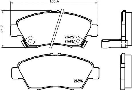 Колодки гальмівні передні дискові Honda Civic 1.5, 1.6 (94-01) NISSHINBO NP8005 (фото 1)