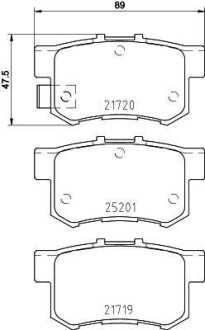 Колодки гальмівні задні дискові Honda Accord, Civic 1.4, 1.6, 1.7, 2.0 (01-05) NISSHINBO NP9018