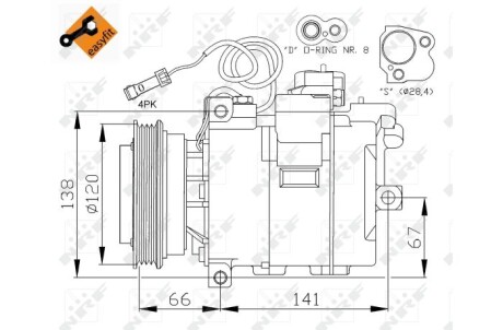 Компрессор кондиционера Audi A4/A6/Skoda Superb/VW Passat 1.6-2.0D 94- NRF 32104