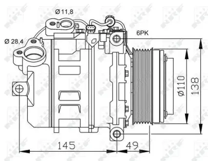 Компресор кондиціонера BMW 3 (E90)/5 (E60)/X1 (E84) 05-12 N47/N57 NRF 32533