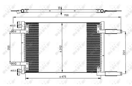 Радіатор кондиціонера Fiat Doblo 1.6/1.9D 01- NRF 35493