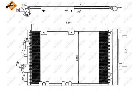 Радиатор кондиционера Opel Astra H 1.2-1.8i 04-14 (540x360x16) NRF 35554