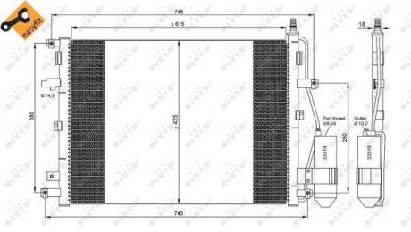 Радіатор кондиціонера (з осушувачем) Volvo XC90 02-14 NRF 35876