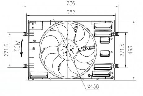 Вентилятор охолодження двигуна Audi Q2/Q3/VW Tiguan/Touran 15- (з дифузором) (d=438mm) NRF 47916