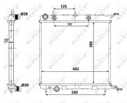 Радіатор охолодження Citroen C2/C3/Peugeot 1007/207 1.1-1.6 03- NRF 50439